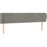 vidaXL Hoofdbord met randen 203x23x78/88 cm fluweel lichtgrijs