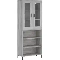 vidaXL Hoge kast 69,5x34x180 cm bewerkt hout grijs sonoma eikenkleurig