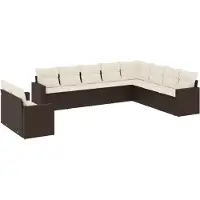 vidaXL 10-delige Loungeset met kussens poly rattan bruin