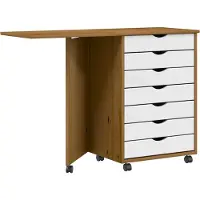 vidaXL Ladekast met bureau MOSS verrijdbaar massief grenen honingbruin