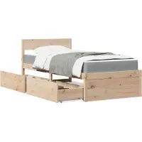 vidaXL Bed met lades en matras massief grenenhout 90x190 cm