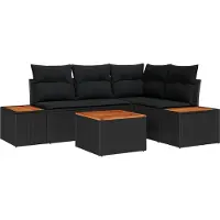 vidaXL Tuinbank Set 5 st Zwart Poly rattan