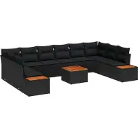 vidaXL Tuinbank Set 10 st 10-Aantal zitplaatsen Zwart Polyrattan