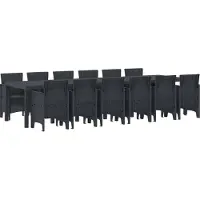 vidaXL Tuin Eettafel Set 13 pcs Antraciet Polt riet