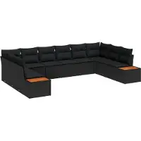vidaXL Tuinbank Set 10 st Zwart Poly rattan