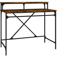 vidaXL Bureau 100x50x90 cm bewerkt hout en ijzer gerookt eikenkleurig