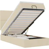vidaXL Bed poef met matras en LED's 90x200 cm stof crèmekleurig