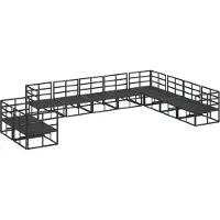 vidaXL Tuinset met 10 zitplaatsen, zwart, aluminium