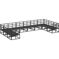 vidaXL Tuinset met 10 zitplaatsen, zwart, aluminium