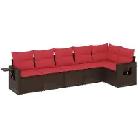 vidaXL 6-delige tuinbankset met kussens, bruin polyrotan