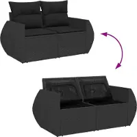 vidaXL Tuinbank Set 8 st 7-Aantal zitplaatsen Zwart poly rattan