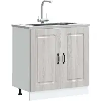 vidaXL Spoelbakonderkast Kalmar 80x46x81,5cm bewerkt hout grijs sonoma