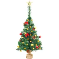 vidaXL Kunstkerstboom met verlichting en kerstballen 64 cm groen