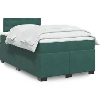 vidaXL Boxspring met matras fluweel donkergroen 120x190 cm