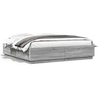 vidaXL Bedframe bewerkt hout grijs sonoma eikenkleurig 180x200 cm