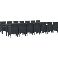 vidaXL Tuin eettafelset met kussens 15 st Antraciet PP