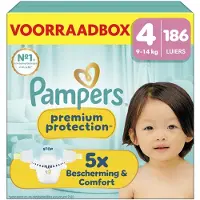 Pampers Premium Protection Maat 4 - 186 Luiers - 9kg-14kg - Voorraadbox