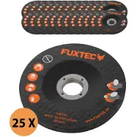 FUXTEC 25er Set 115mm Trennscheiben für Metall, Stahl & Inox für 20V Akku Winkelschleifer FX-E1WS20