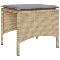 vidaXL Tuinset met 2 zitplaatsen, tafel en voetenbankjes, beige, polyrotan