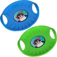 KOTARBAU 2 Glijschotel, Sneeuwschijf, Kunststof, 60 cm, Blauw & Groen, Sneeuw Slee, met Handgrepen, voor Kinderen en Volwassenen, Schotel Slee Plastic, Bobsleeën, Sneeuwglijder, Duurzaam