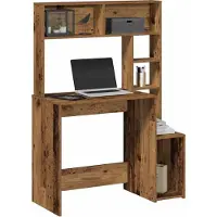 vidaXL Bureau met schappen 100x45x140 cm bewerkt hout oud houtkleurig