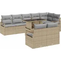 vidaXL Tuinbank Set 9 st 8-Aantal zitplaatsen Beige en Lichtgrijs
