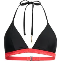 Superdry Dames Stretch triangelbikinitop zwart (L), Strandkleding, Gerecycled polyester, Duurzaam W3010394A