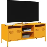 vidaXL Tv-meubel 101,5x39x43,5 cm koudgewalst staal mosterdgeel