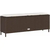 vidaXL Tuinbank met kussen 110x30x40,5 cm poly rattan bruin