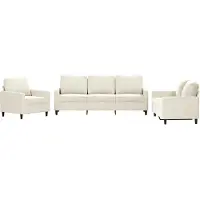 vidaXL 3-delige Loungeset met kussens fluweel crèmekleurig