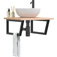 vidaXL Badkamer wandschap staal en massief beukenhout
