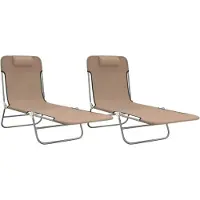 vidaXL Ligbedden 2 st inklapbaar textileen en staal taupe