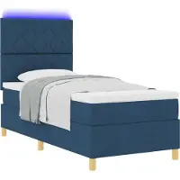 vidaXL LED Box Spring Bed met hoofdeinde Blauw 100 x 200 cm Stof