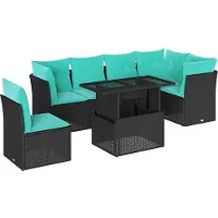 vidaXL 6-delige Loungeset met kussens poly rattan zwart