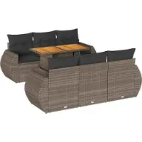 vidaXL 7-delige tuinmeubelset met kussens, grijs, polyrotan