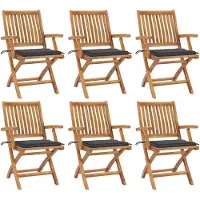 vidaXL Tuinstoelen 6 st inklapbaar met kussens massief teakhout