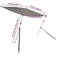 vidaXL Schaduwdoek T-top 170x208x(115-183) cm antracietkleurig