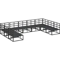 vidaXL Tuinbank Set 9 st Zwart Aluminium
