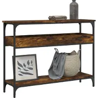 vidaXL Wandtafel met schap 100x29x75 cm bewerkt hout gerookt eiken