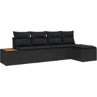 vidaXL Tuinbank Set 5 st Zwart Poly rattan