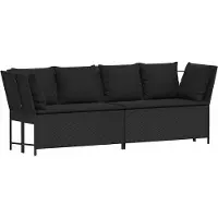 vidaXL Tuinbank met kussens poly rattan zwart