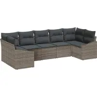 vidaXL Tuinbank Set 7 st Grijs poly rattan