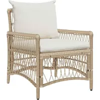 vidaXL Tuinstoel met kussen Beige 73 x 61 x 77 cm poly rattan