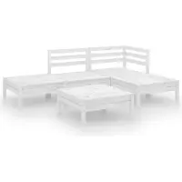 vidaXL 5-delige Loungeset massief grenenhout wit
