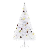 vidaXL - Kunstkerstboom - met - verlichting - en - kerstballen - 150 - cm - wit