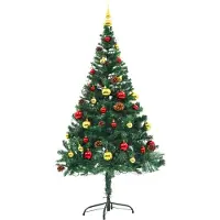 vidaXL Kunstkerstboom met verlichting en kerstballen 150 cm groen