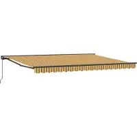 vidaXL Handmatig uitschuifbare luifel Geel, Grijs en Wit 4,5 × 3,5 m