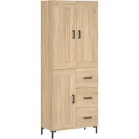 vidaXL Hoge kast 69,5x34x180 cm bewerkt hout sonoma eikenkleurig