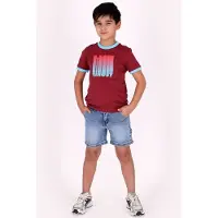 B.NOSY T-shirt donkerrood Jongens Katoen Ronde hals Printopdruk - maat 98