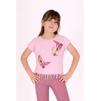 B.NOSY T-shirt roze Meisjes Stretchkatoen Ronde hals Printopdruk - maat 116